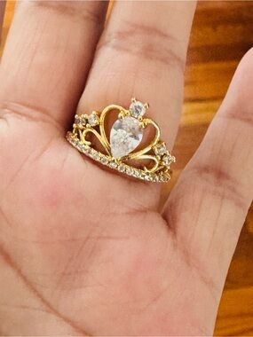 18K Gold Plated Crown Adjustable Women's Ring.